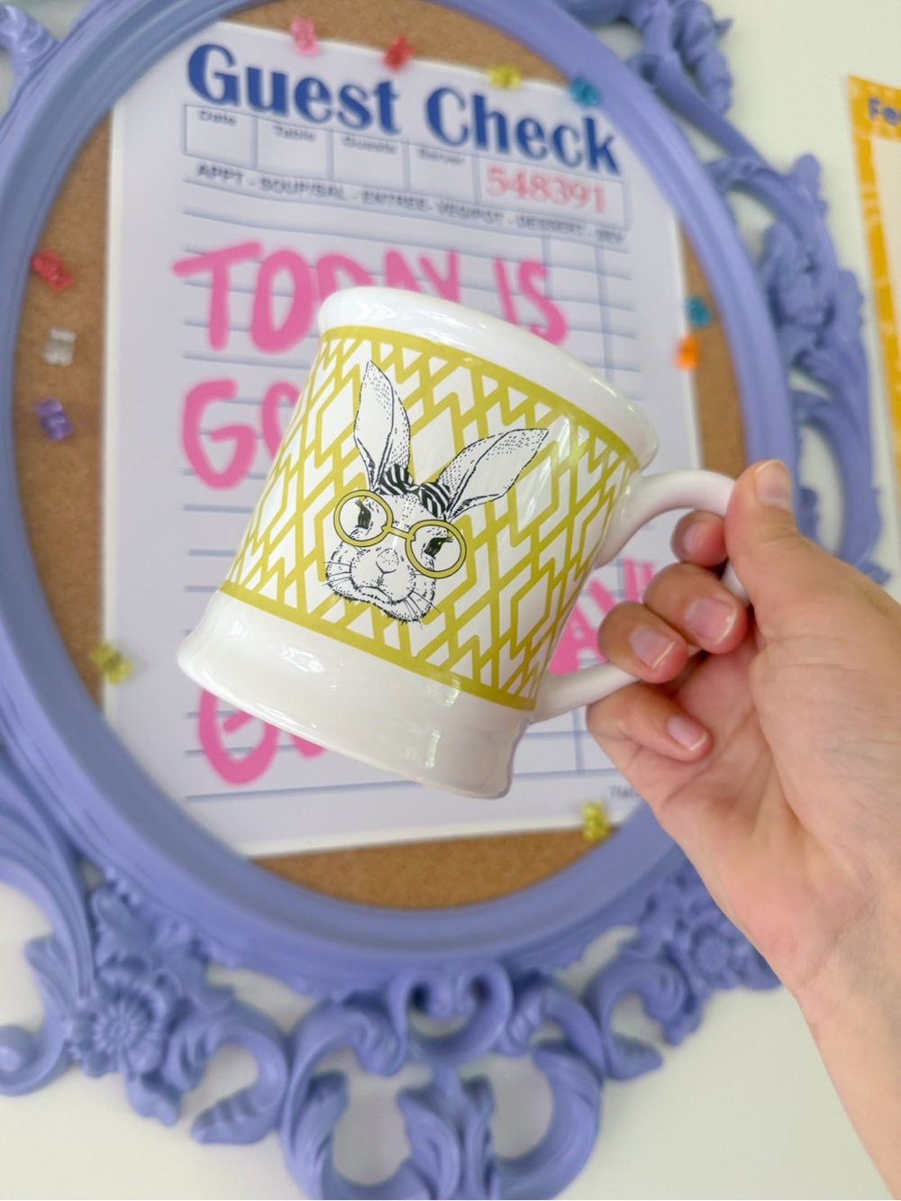 Quirky Bunny Rabbit With Glasses Ceramic Coffee Mug Whimsy Eclectic Maximalist